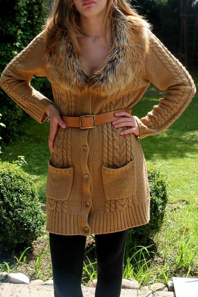 Cardigan mit Fellkragen, Blogger