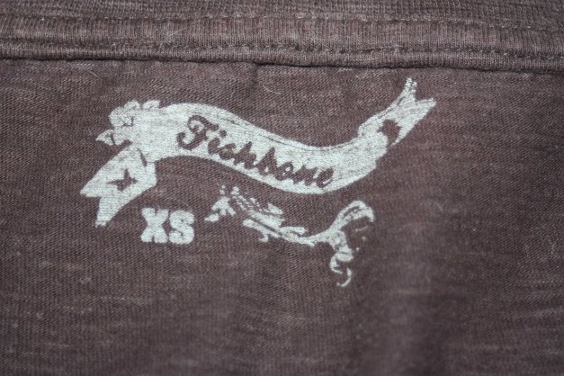 Süßes Fishbone T-Shirt, braun, mit Druck, gold, Gr. XS