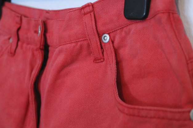 -- 90s Momjeans-- Momjeans High Waist in Rot-Koralle Gr. 40