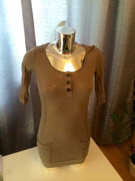 Basic Sweatshirt Longshirt Longsleeve in khaki