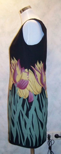 VINTAGE// Ärmelloses Kleid (gerade) gemustert mit Blumen Gr. 38/ 40