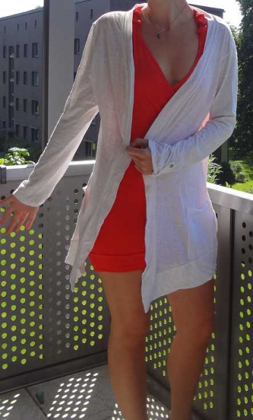 rotes Partykleid Longtop in S/36 Minikleid corall Only Sommer Urlaub