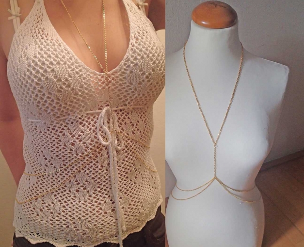 Körperkette, gold, bodychain, bikini, sommer, statement, blogger, hipster