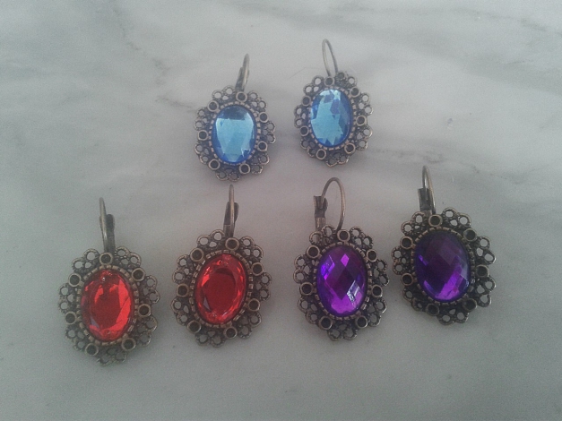 Ohrringe lila rot oder blau Stein bronze antiklook