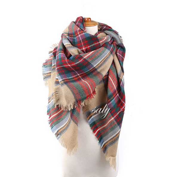 XL XXL Karo Schal Tartan Blogger Wendeschal kariert bunt rot beige NEU za ra