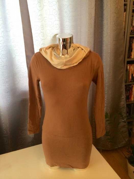 Apsara Longshirt Kleid Sweatshirtkleid Braun weiß Gr.S