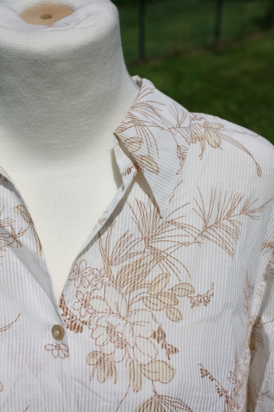 Bluse Delmod Seidenanteil Kurzarm braun beige cremeweiss florales Muster