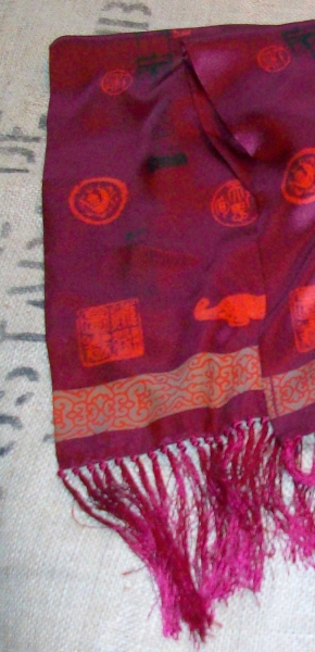 Schal 100% Seide Japan weinrot