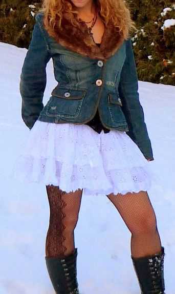 Esprit EDC Jeansjacke Blazer mit Fellkragen