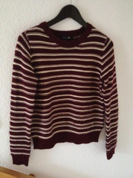Strickpulli weinrot weiß Forever21 34/36
