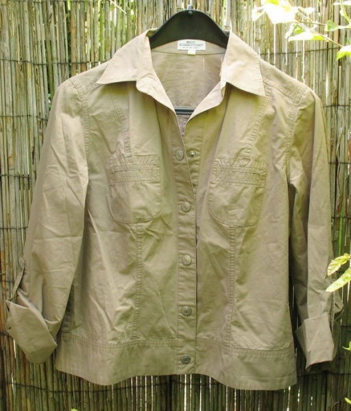 Taillierte Baumwollbluse beige-grau