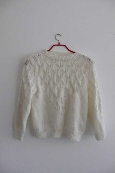 super süßer Pullover aus reiner weißen Wolle handmade DIY