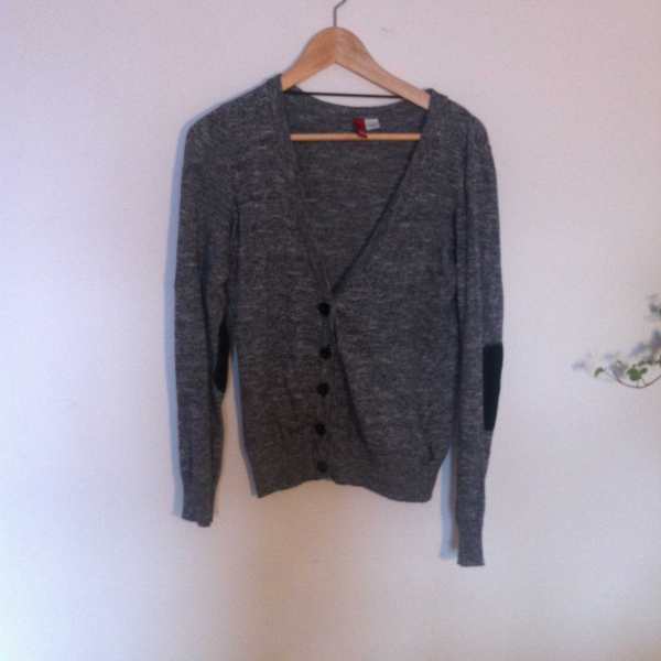 Grauer Cardigan Elbow Patches Flicken / H&M 