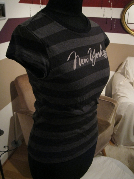 New York Tshirt Gr. XS 34 grau schwarz gestreift