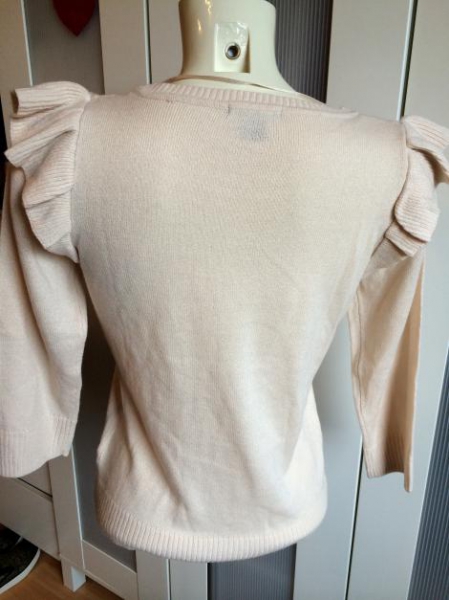 Pullover Puder beige Creme rosa mit Flatterärmel 