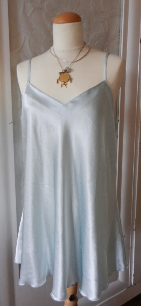 Negliglé Unterkleid Satin Vintage Kleid Burlesque Boho Nachthemd blau BERLIN