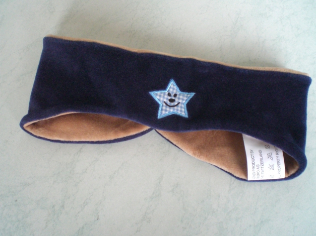 weiches kuscheliges Stirnband in blau-hellbraun (von Fibero) NEU