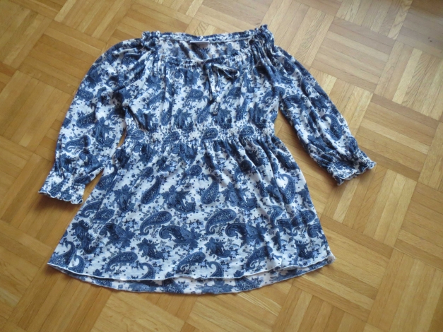 Tunika,blau-weiß,Paisley Print