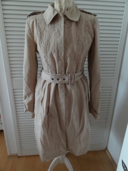 noa noa Mantel Trenchcoat Grösse L ca 38-42,  Stickerei, cream/nude