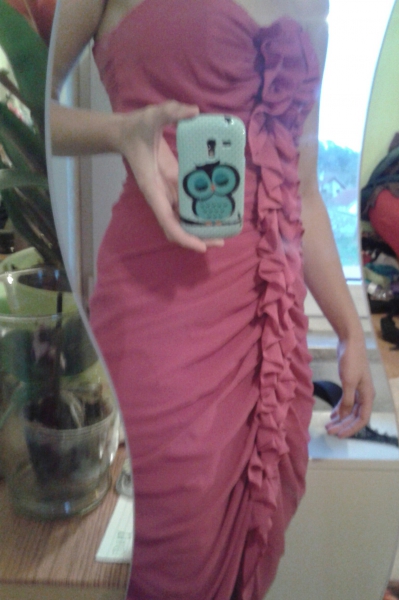 gerafftes pinkes Abendballkleid, Abiball, Brautjungfer