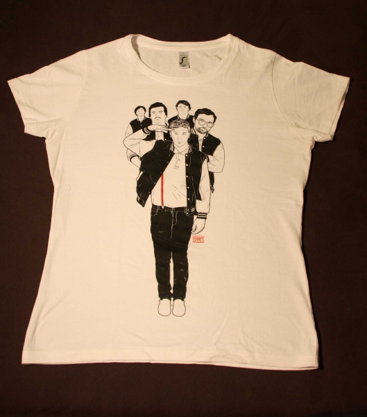 Bandshirt Kraftklub in weiß mit schwarzem Aufdruck