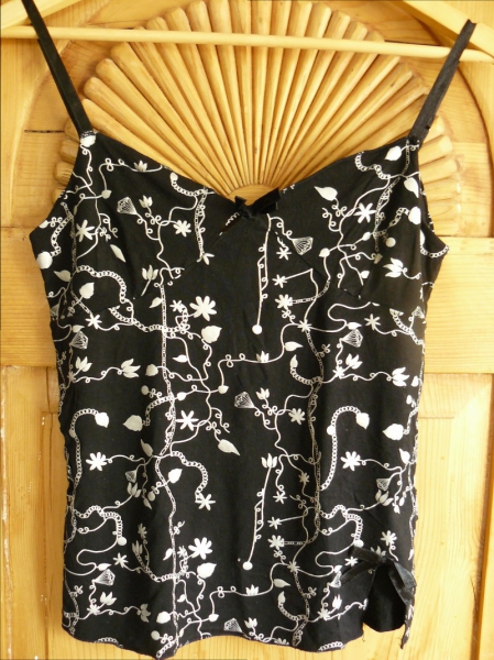 Spaghettitop schwarz-silber Gr. S