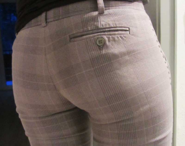 Mexx Stoff Hose skinny röhre karo grau silber 34