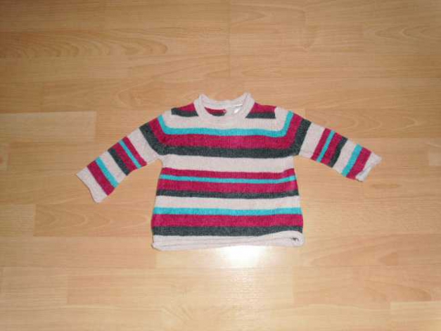 Chenillepullover von Baby Club, geringelt, Gr. 68