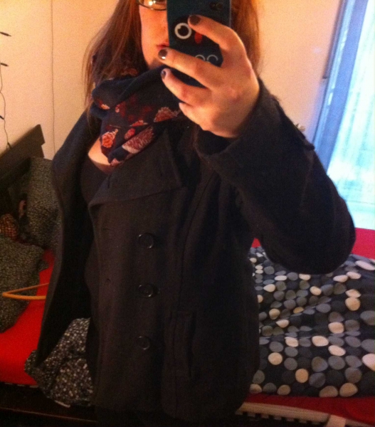 Wintermantel Gr. 44 schwarz dunkelgrau H&M