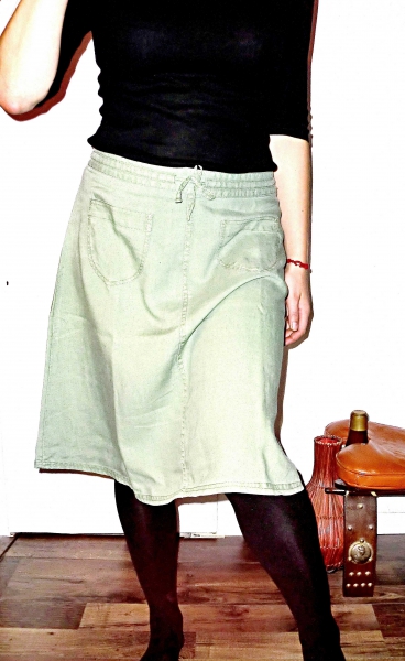 Chilliger hellgrüner A-Line Leinenrock 36-40