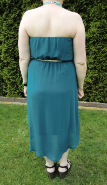 Bandeau Kleid vokuhila türkis gold mit Gürtel neu ungetragen Chiffon