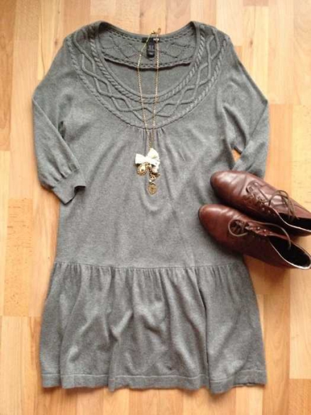 H&M Strickkleid Wollkleid Winter Kleid mit Wolle M grau