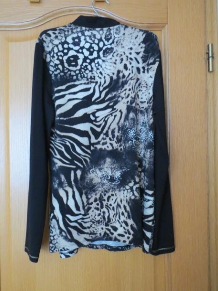 Shirt, Langarm, Gr.38/S, schwarz-beige, schick