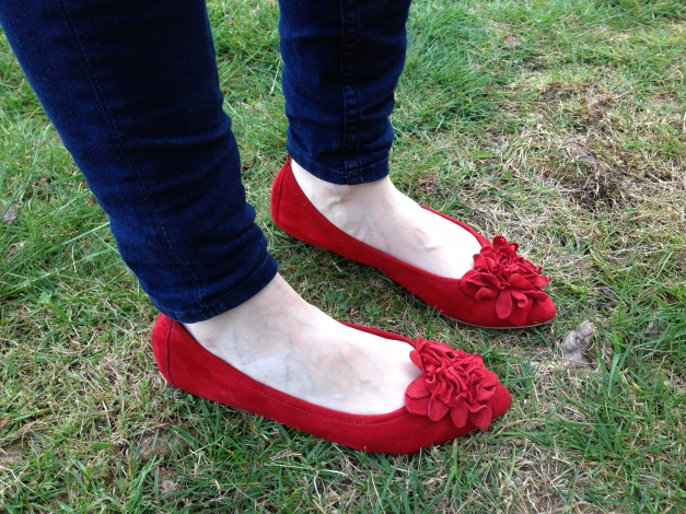 Fabiani Wildleder Ballerinas mit Blüte rot Gr.37