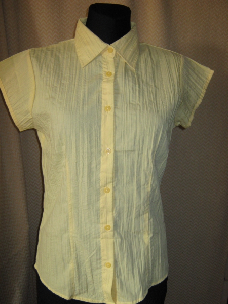 NEU * Stylisch * edel * DESIGNER * Kurzarm * Crinkel * Hemd- Bluse * Gr. 38- 40/ S- M * sonnen- gelb *