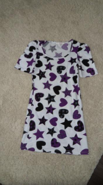 Longshirt mit Herzen und Sternen - S/M von Gossip - auch als Minikleid tragbar -