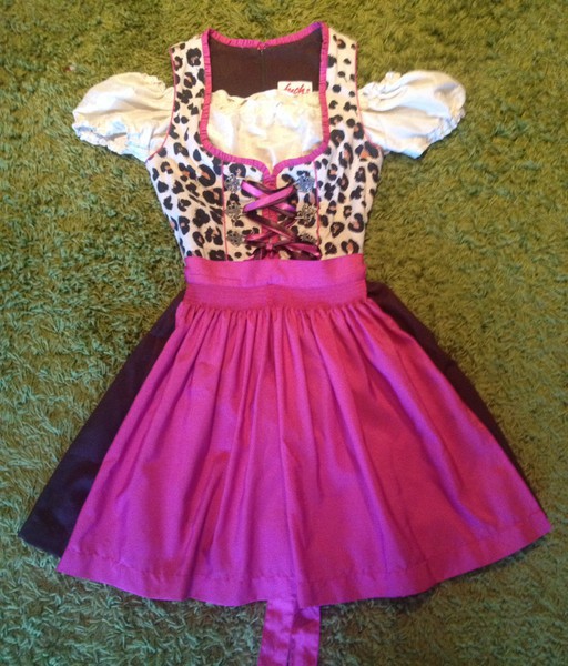 Mini-Dirndl Leoparden-Muster in Gr. 32 pink/beige