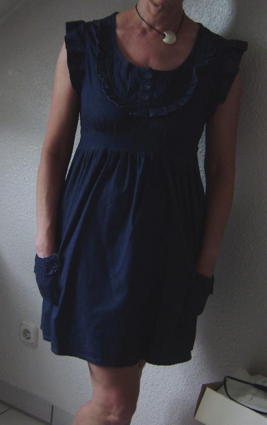 Niedliches verspieltes Sommer Kleid im Jeans Look Gr. L bzw. M