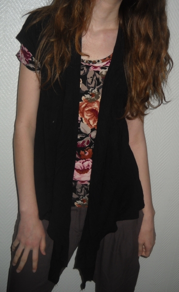 Sexy Jacke Cardigan Strickjacke asymetrisch schwarz black Vintage Weste 34 XS 36 S 38 M Oversized