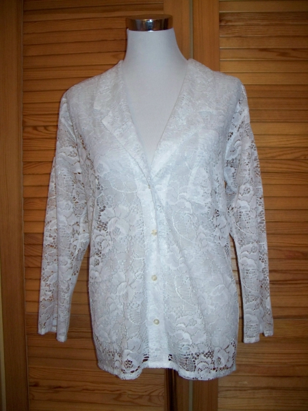 VINTAGE// Weiße Spitzenbluse/ weißer Spitzenblazer (Boho) NEU