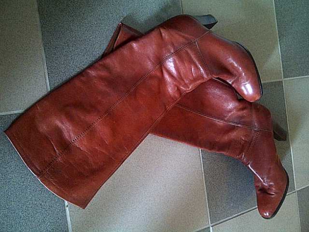 Vintage Original 80er Elastomere Weitschaft Lederboots Gr. 39 rotbraun