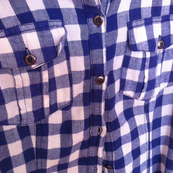 Blau weiß karierte Bluse Hemd