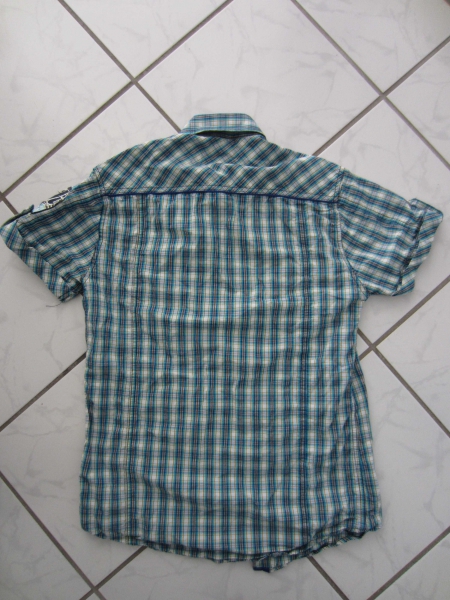 schönes blau/weiß/türkis karriertes Hemd - kurzärmlig