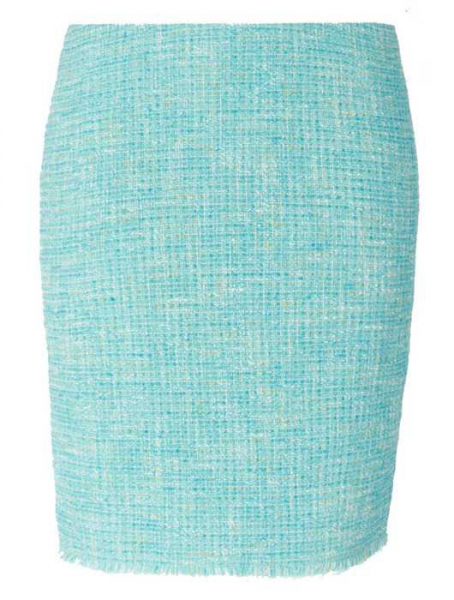 Hallhuber Boucle Rock türkis gelb weiß Neu Pencilskirt 38 S