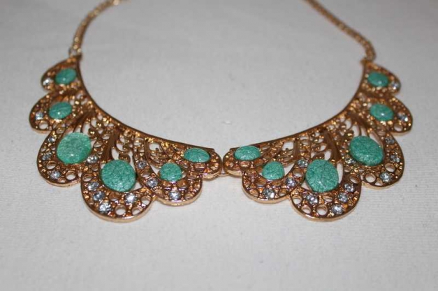 Statement Kette Mint Gold Perle Türkis