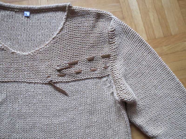 Strickpulli/ V-Ausschnitt,/ beige