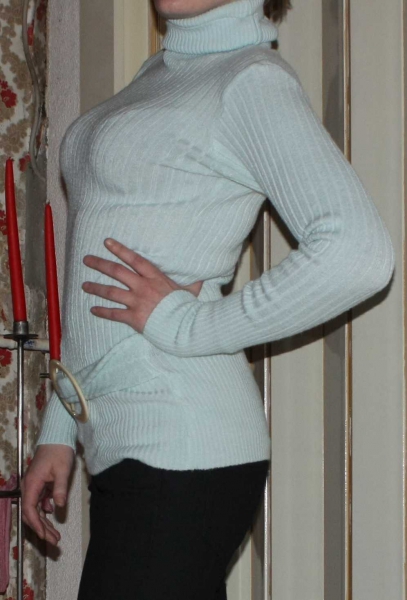 Rollkragen Pullover, Madonna, Türkis, hellblau, Gr. S