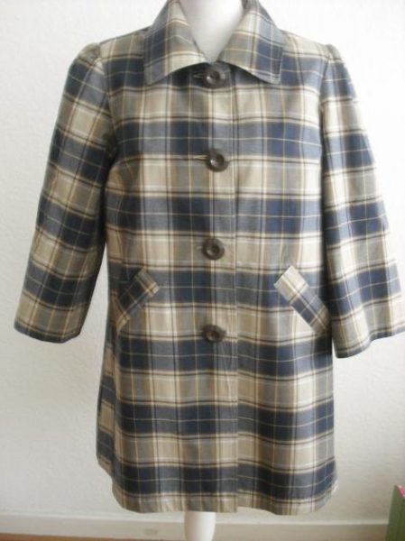 Zeitloser karierter Mantel - Karo, 3/4 Arm in A-Form