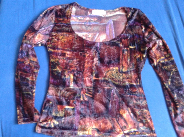 Buntes langärmeliges Top, wie samt