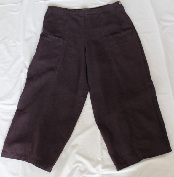 Damen-Leinenanzug, Auberginefarben, Marke „Oska“